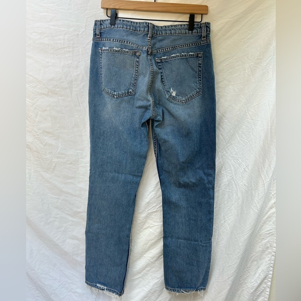Reformation Blue Straight Leg Jeans with Distressed Details - Picture 3 of 11